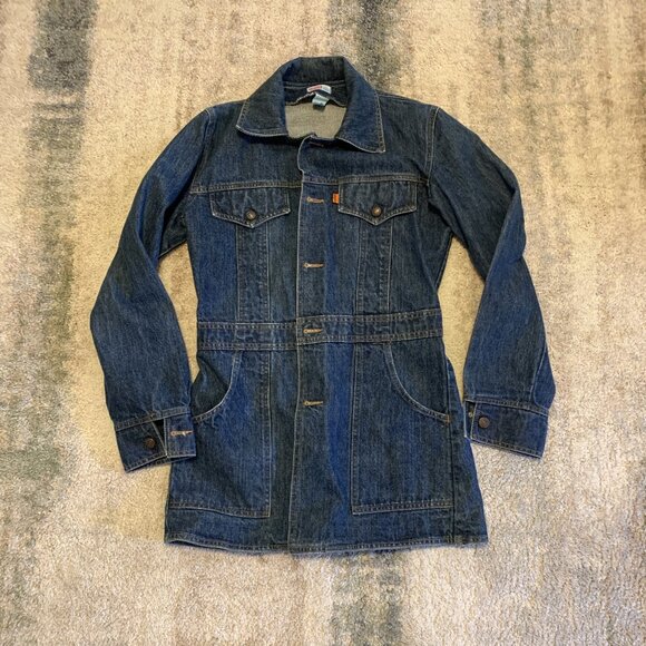 Vintage 1970's Levi's Dark Wash Split Back Denim Jacket Size Small - Picture 1 of 14